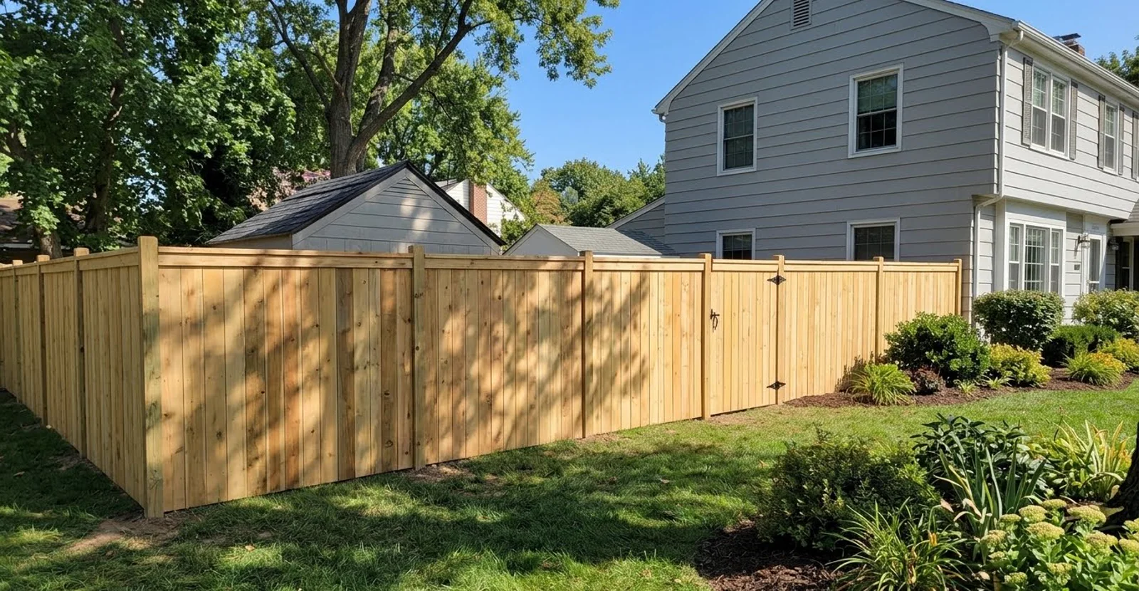 Fresh wood privacy fence project by A Legacy Handyman