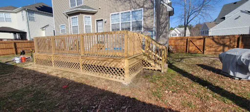 Deck railing and repair work Finished backyard deck and railing project by A Legacy Handyman